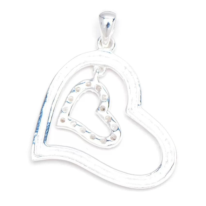 Big Open with Small Heart Zirconia Pendant