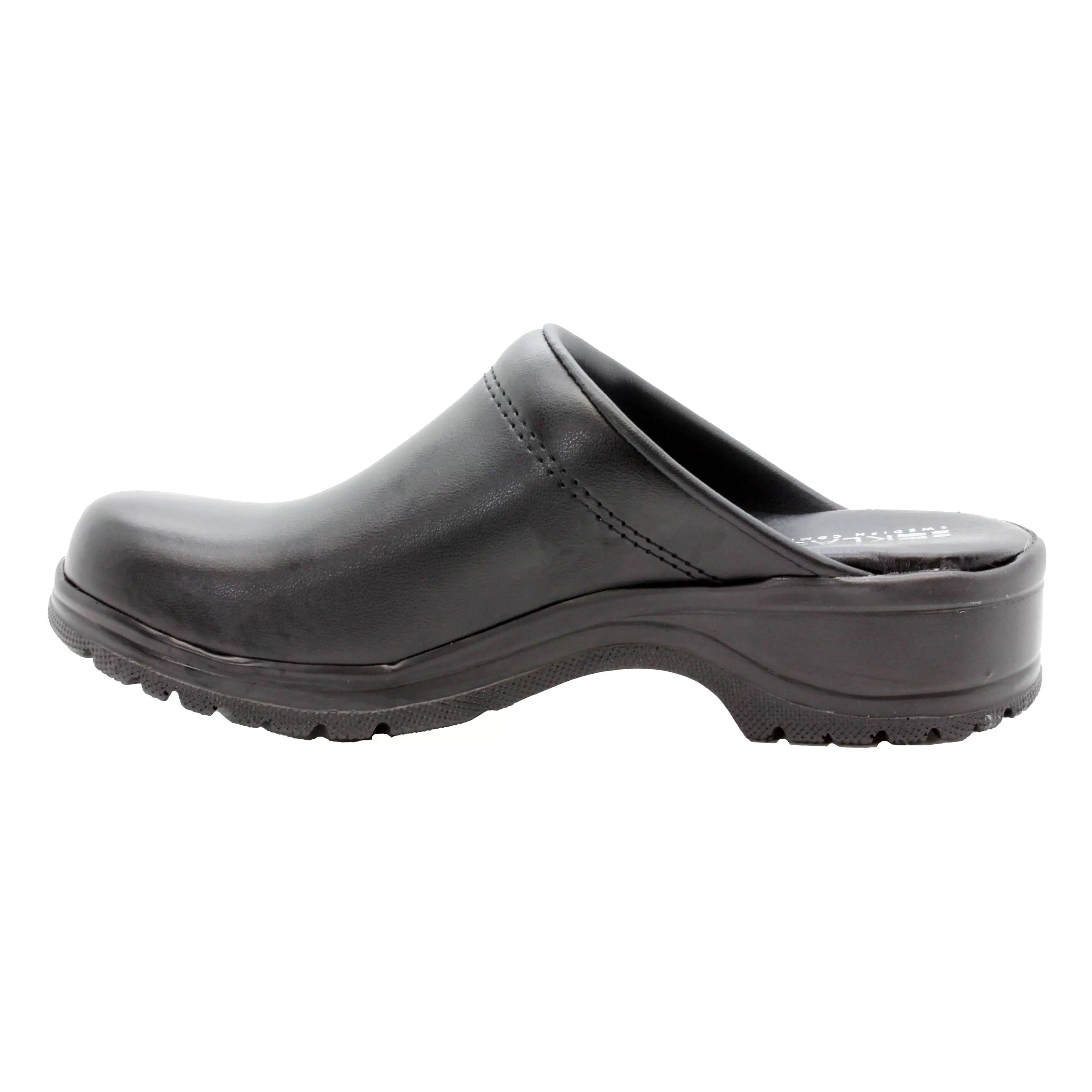 BJORK Flex Pro Open Back Black Leather Clogs