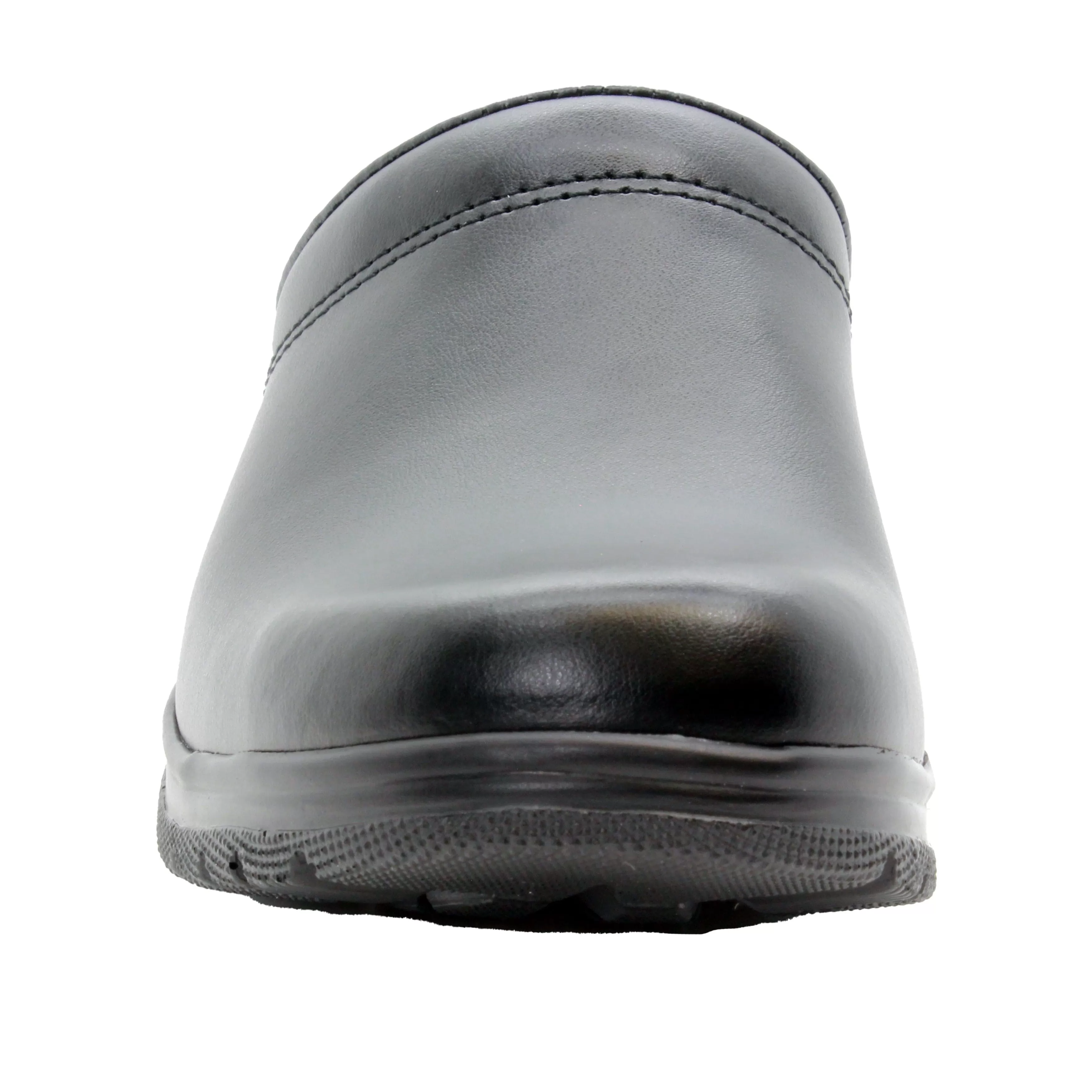 BJORK Flex Pro Open Back Black Leather Clogs