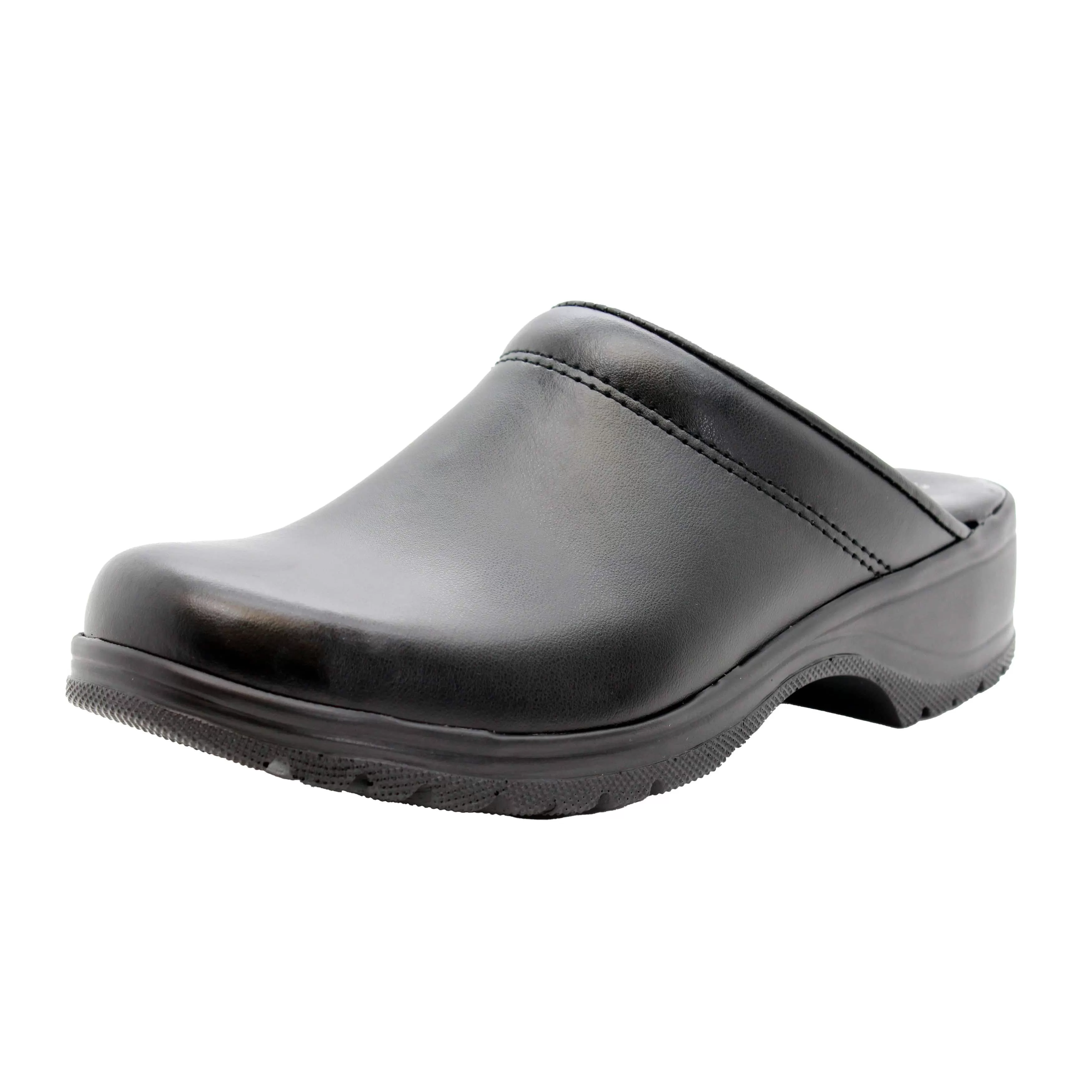 BJORK Flex Pro Open Back Black Leather Clogs