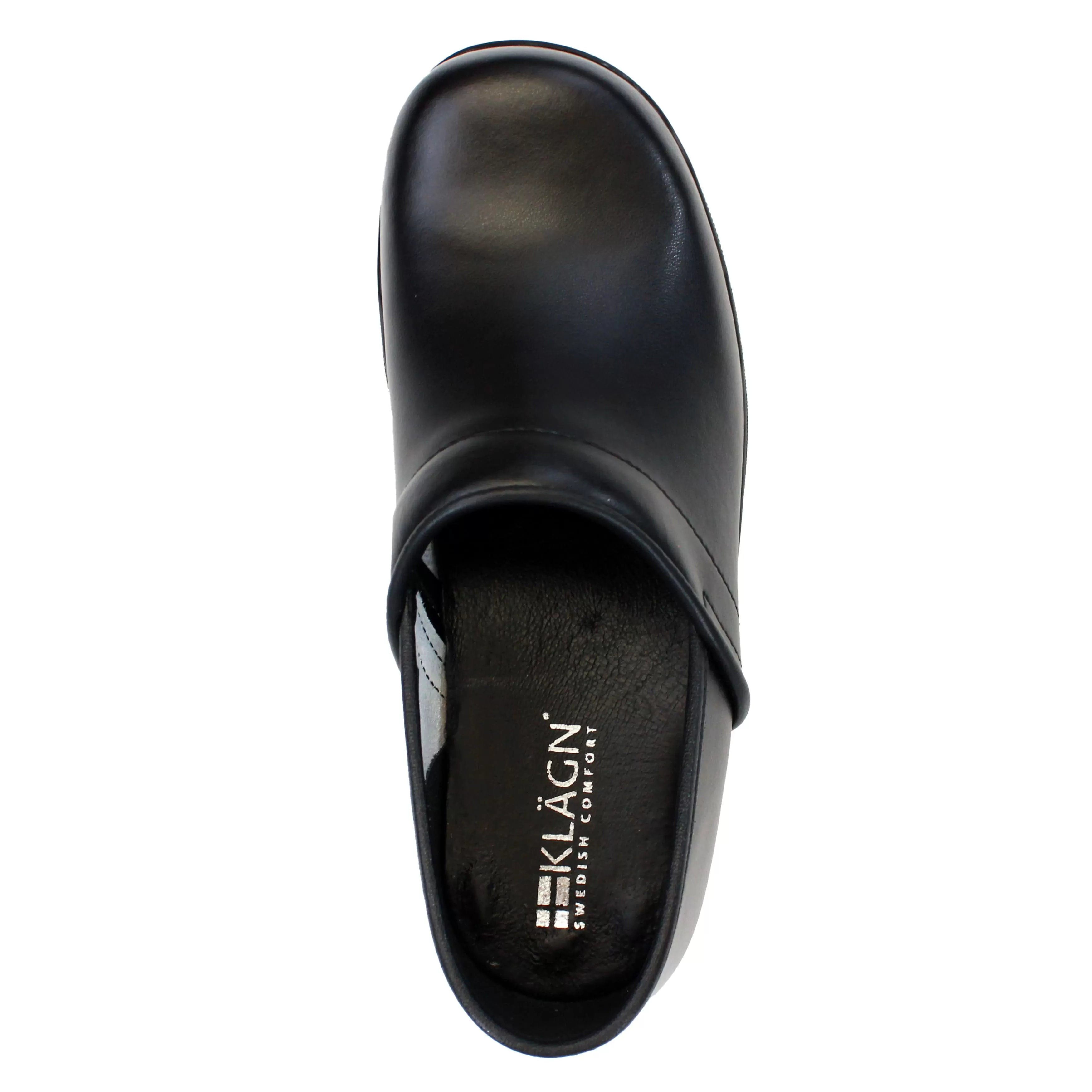 BJORK Flex Pro Open Back Black Leather Clogs