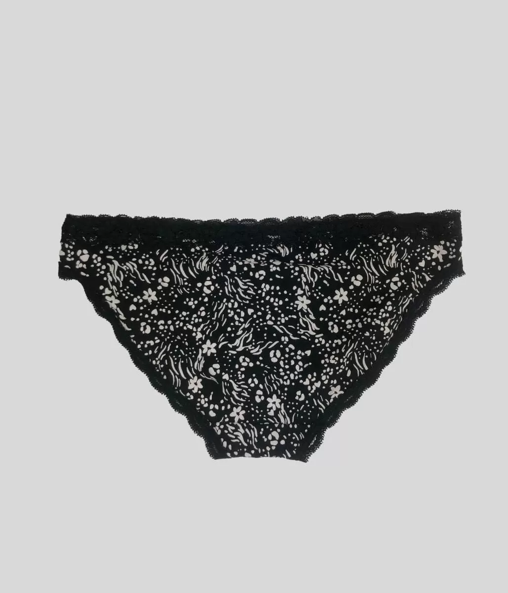 Black Flower Bikini Briefs