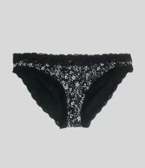 Black Flower Bikini Briefs