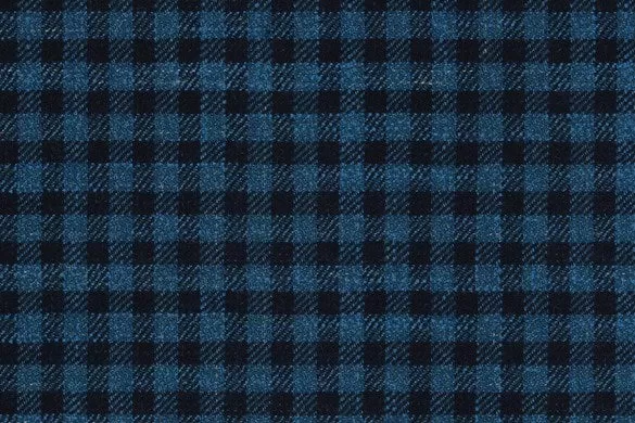 Blue Check 69% Wool 28% Bamboo 3% Linen (Ref-779405)