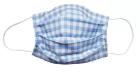 Blue Checker Fabric Face Mask-(Adult)