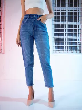 Blue High Waist Basic Jeans