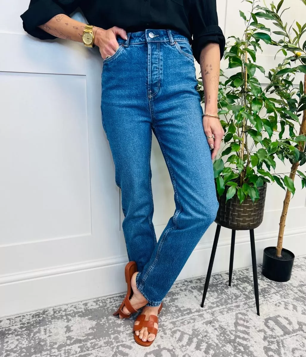 Blue Slim Leg High Rise Jeans