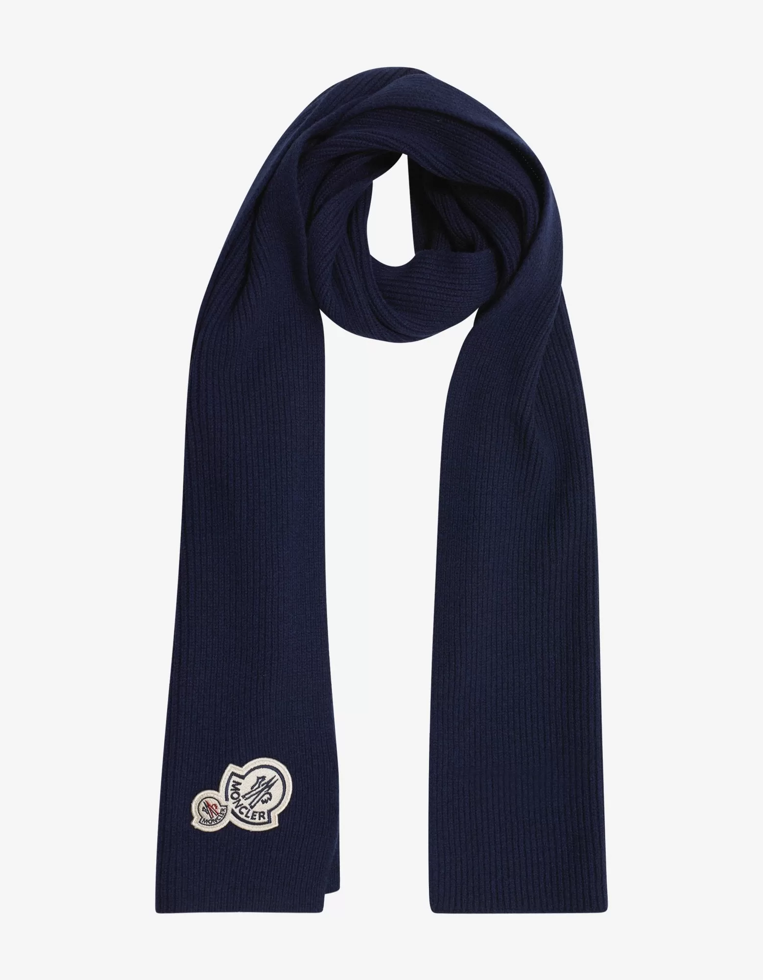 Blue Wool & Cashmere Logo Scarf