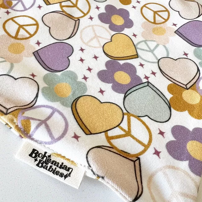 Bohemian Babies Organic Cotton Bandana Bib - Peace & Love