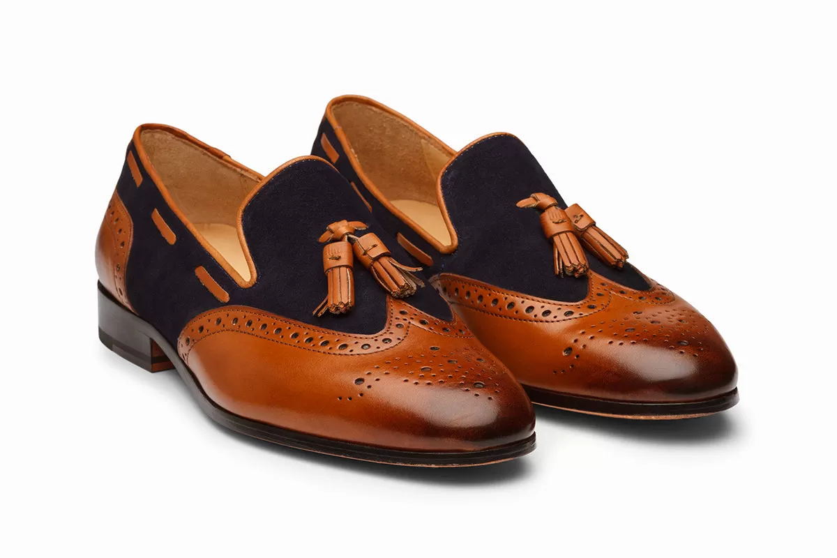 BROGUE COMBINATION TASSEL LOAFER-T