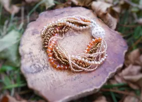 Brown Multi Strand Crystal Bracelet, Beaded Bracelet, High quality, Glass Bead Bracelet, Bridesmaid gift,