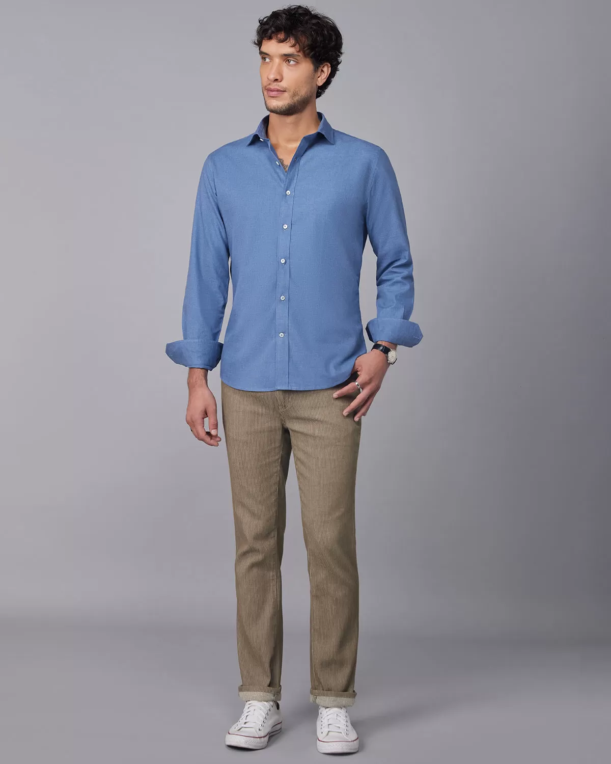 Brushed Twill Shirt - Blue