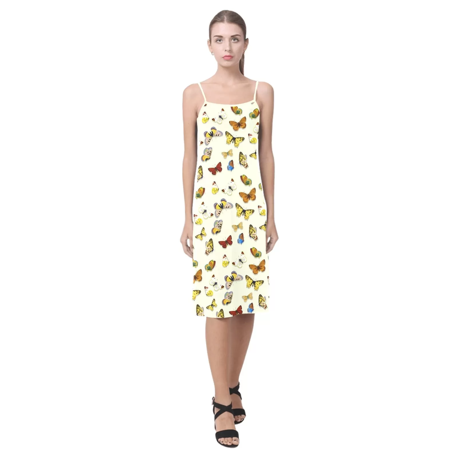 butterfly shadowed print Alcestis Slip Dress (Model D05)