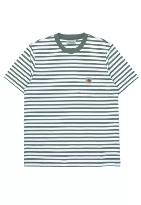 Carhartt WIP Men's Seidler Pocket T-Shirt - Seidler Stripe, Park / White