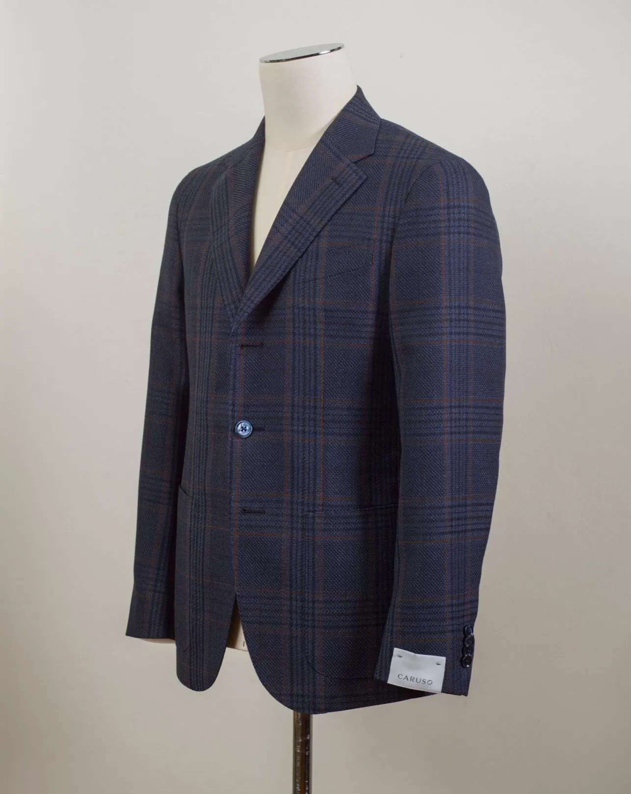 Caruso Glencheck Jacket / Blue & Brown