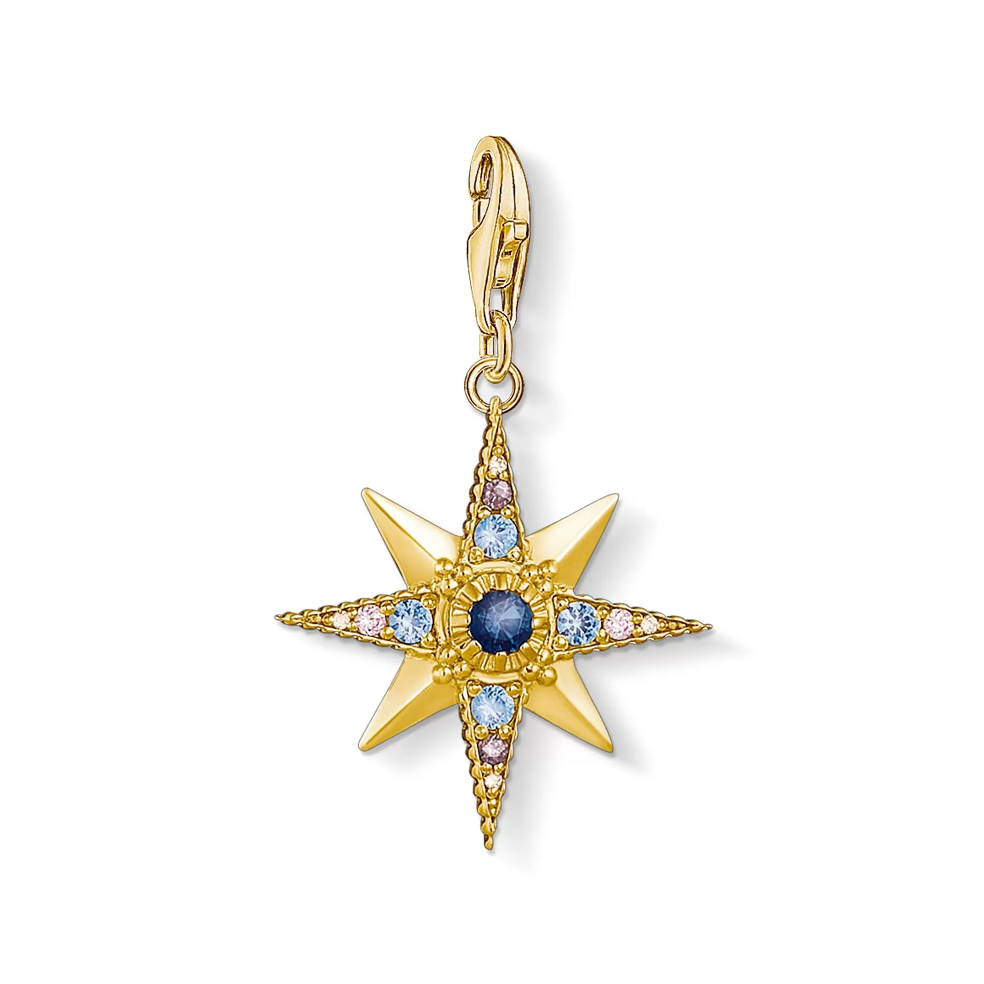 CHARM CLUB STERLING SILVER YELLOW GOLD PLATED CZ STAR CHARM