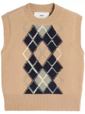 CHECK-PATTERN WOOL-BLEND VEST