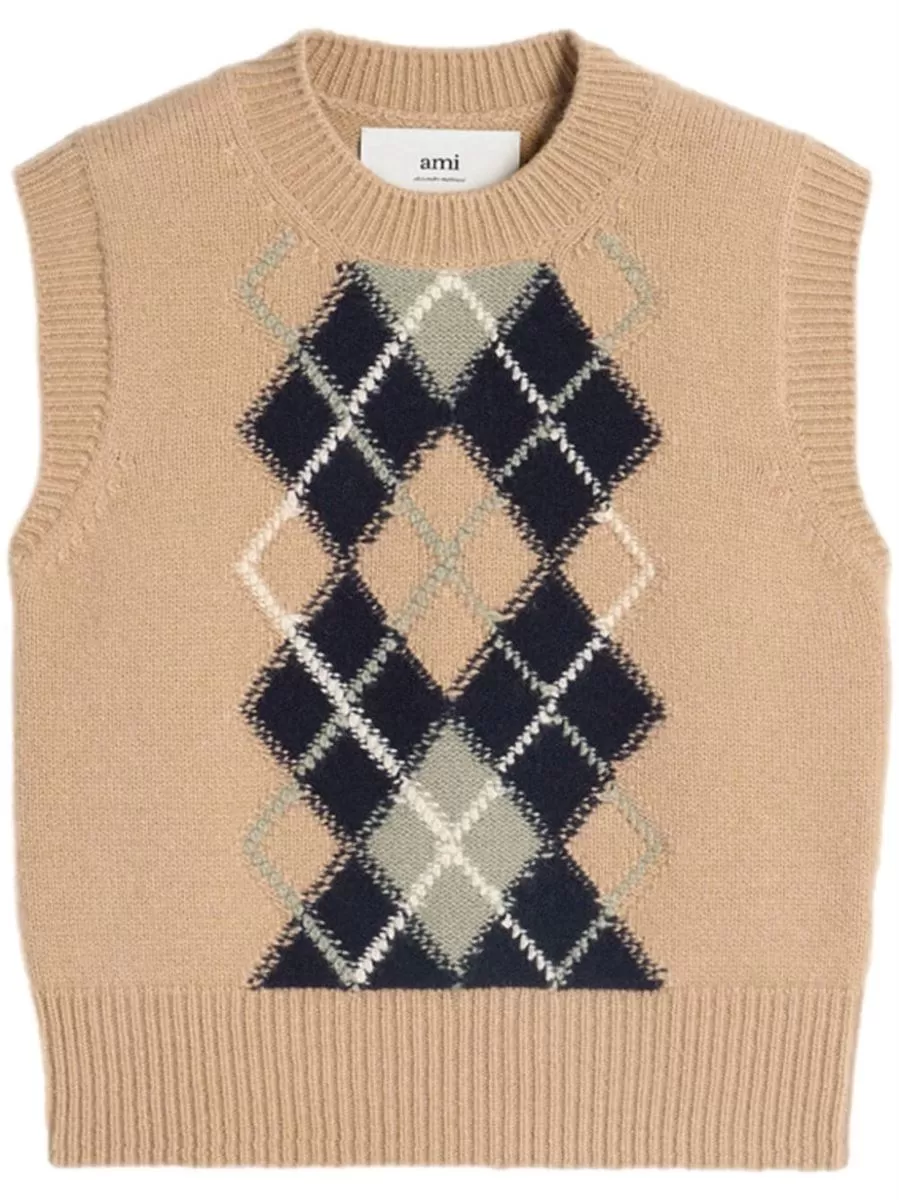 CHECK-PATTERN WOOL-BLEND VEST