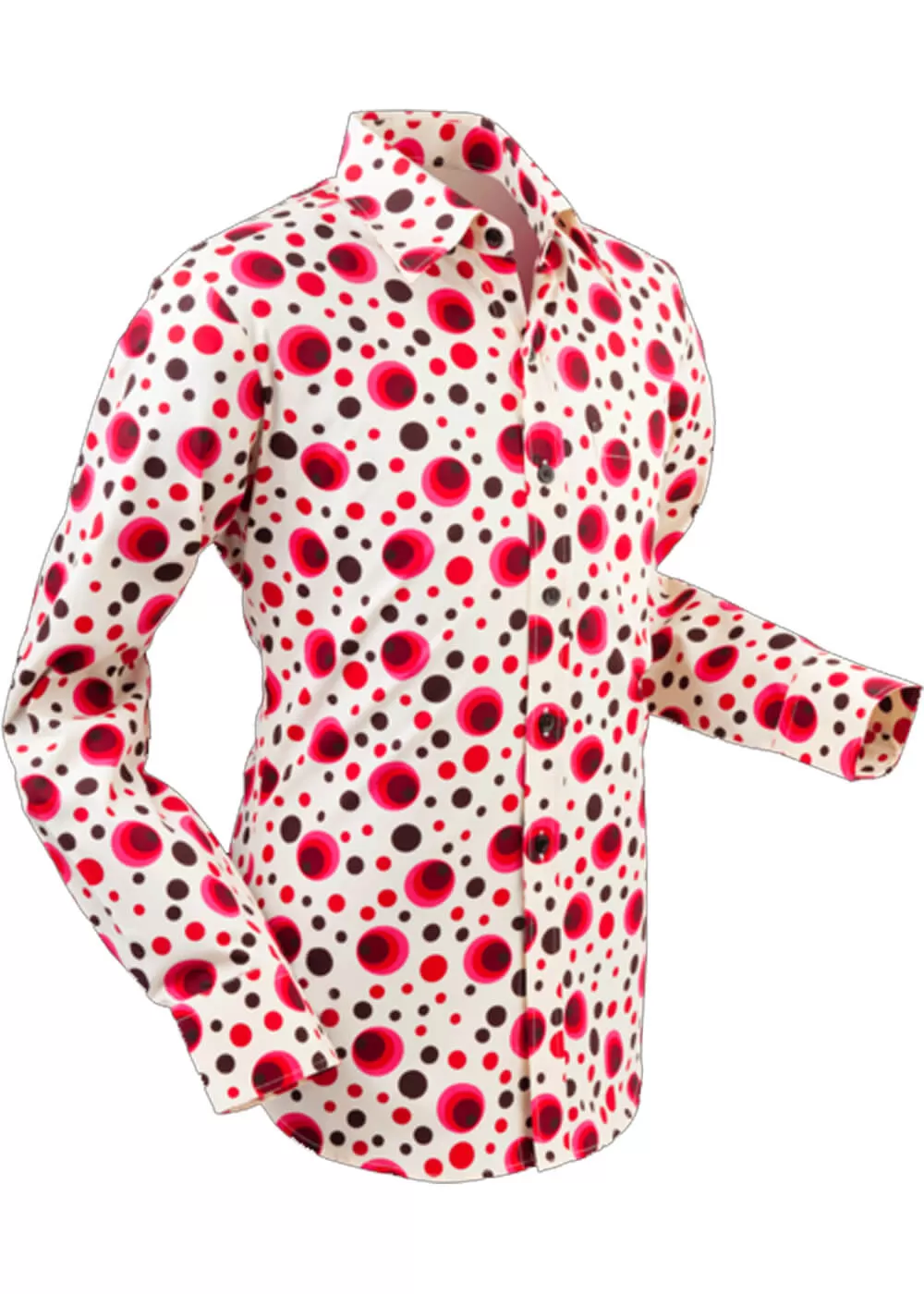 Chenaski Men's Dots &amp; Spots 70's Shirt Red