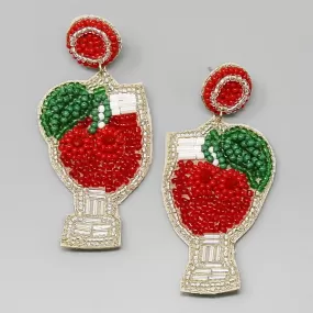 Cherry Cocktail Seed Beaded Drop Earrings