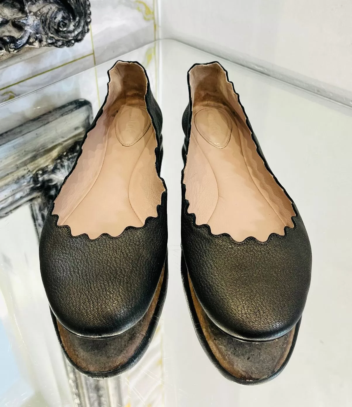 Chloe Leather Ballerina Flats. Size 35.5