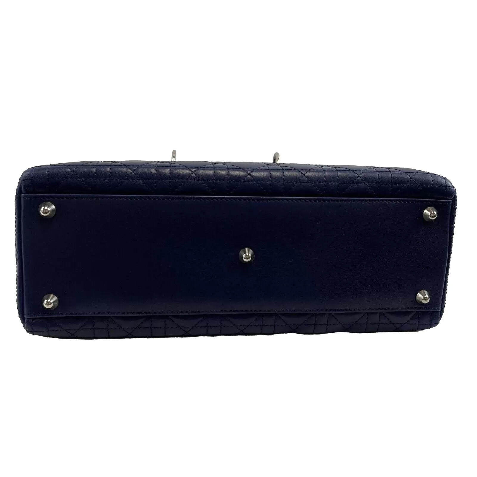 Christian Dior Lady Dior Lambskin Cannage Large Dark Blue Crossbody Bag