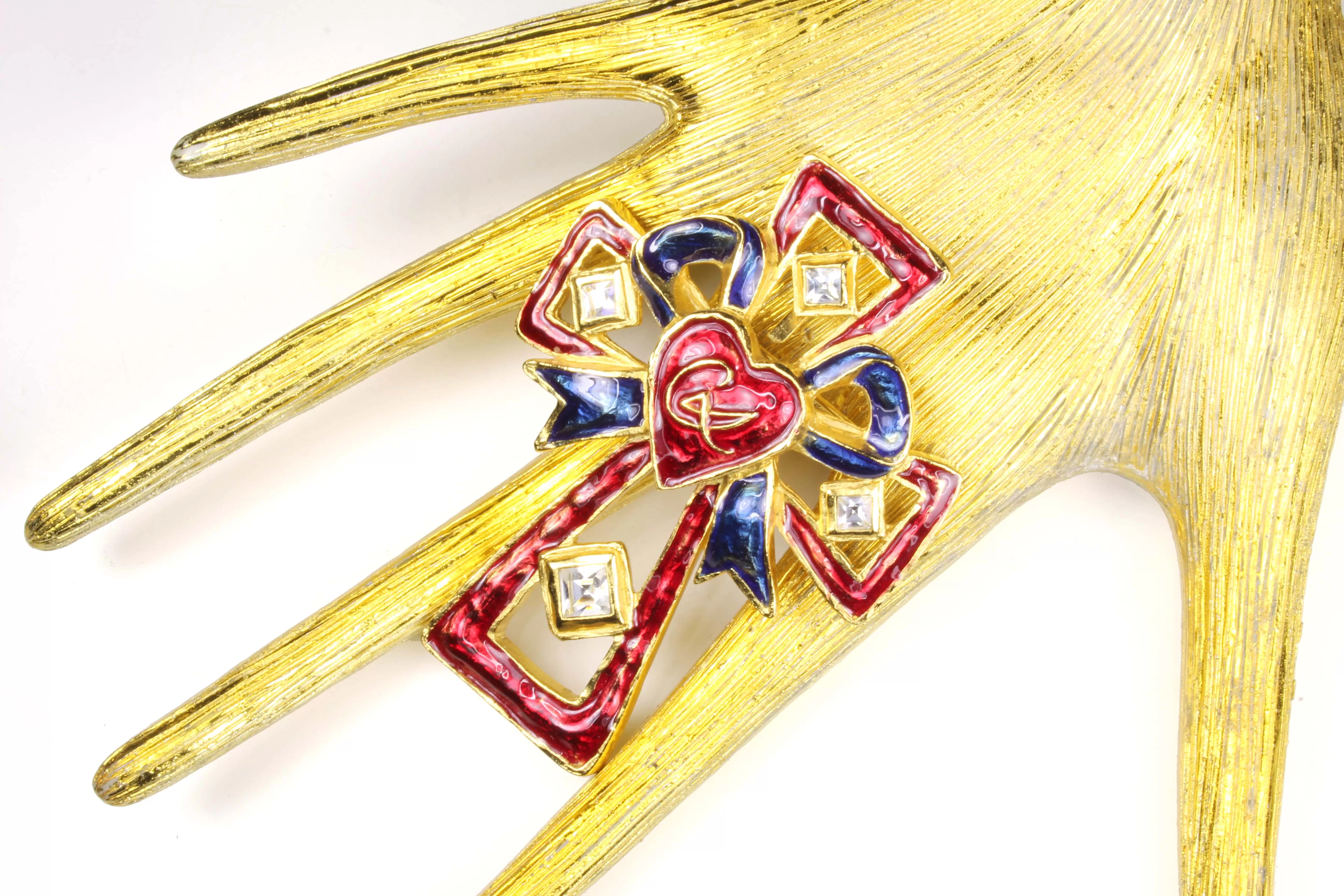 CHRISTIAN LACROIX enamel cross pendant brooch