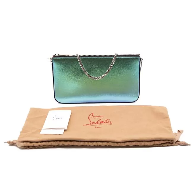 Christian Louboutin Loubila Iridescent Pouch In Multi/ Multi Blue Leather Shoulder Bag