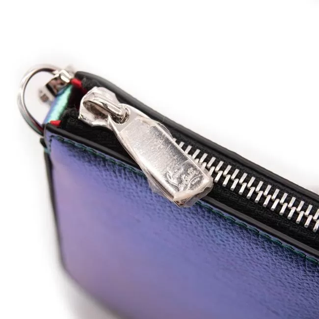 Christian Louboutin Loubila Iridescent Pouch In Multi/ Multi Blue Leather Shoulder Bag