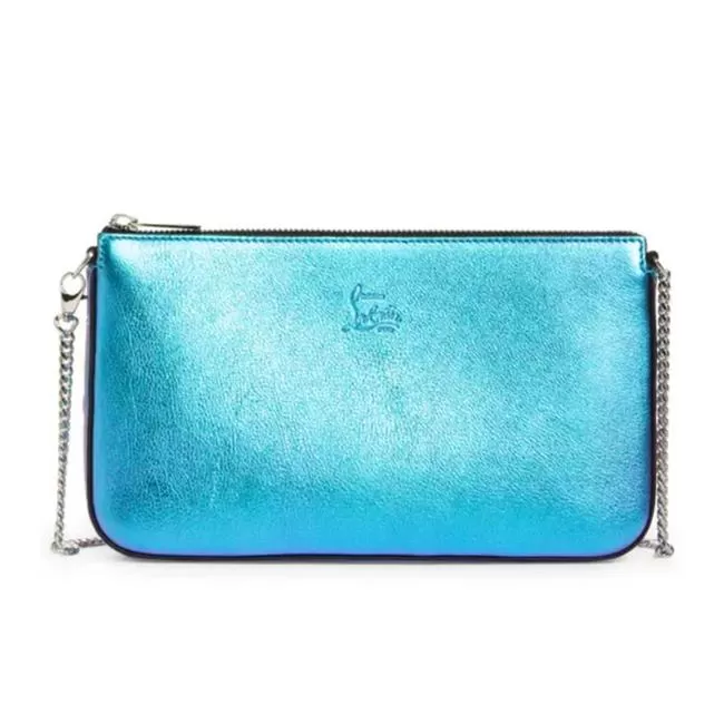 Christian Louboutin Loubila Iridescent Pouch In Multi/ Multi Blue Leather Shoulder Bag