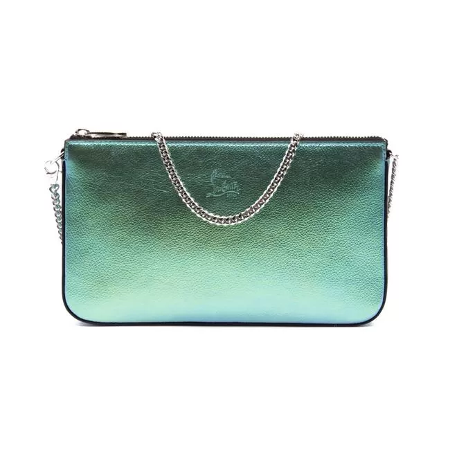 Christian Louboutin Loubila Iridescent Pouch In Multi/ Multi Blue Leather Shoulder Bag