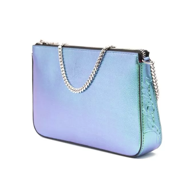 Christian Louboutin Loubila Iridescent Pouch In Multi/ Multi Blue Leather Shoulder Bag