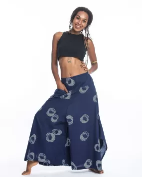 Circles Women's Cotton Palazzo Pants in Navy