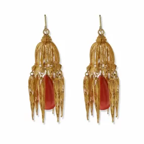 Coral Cannetille Pendant Earrings