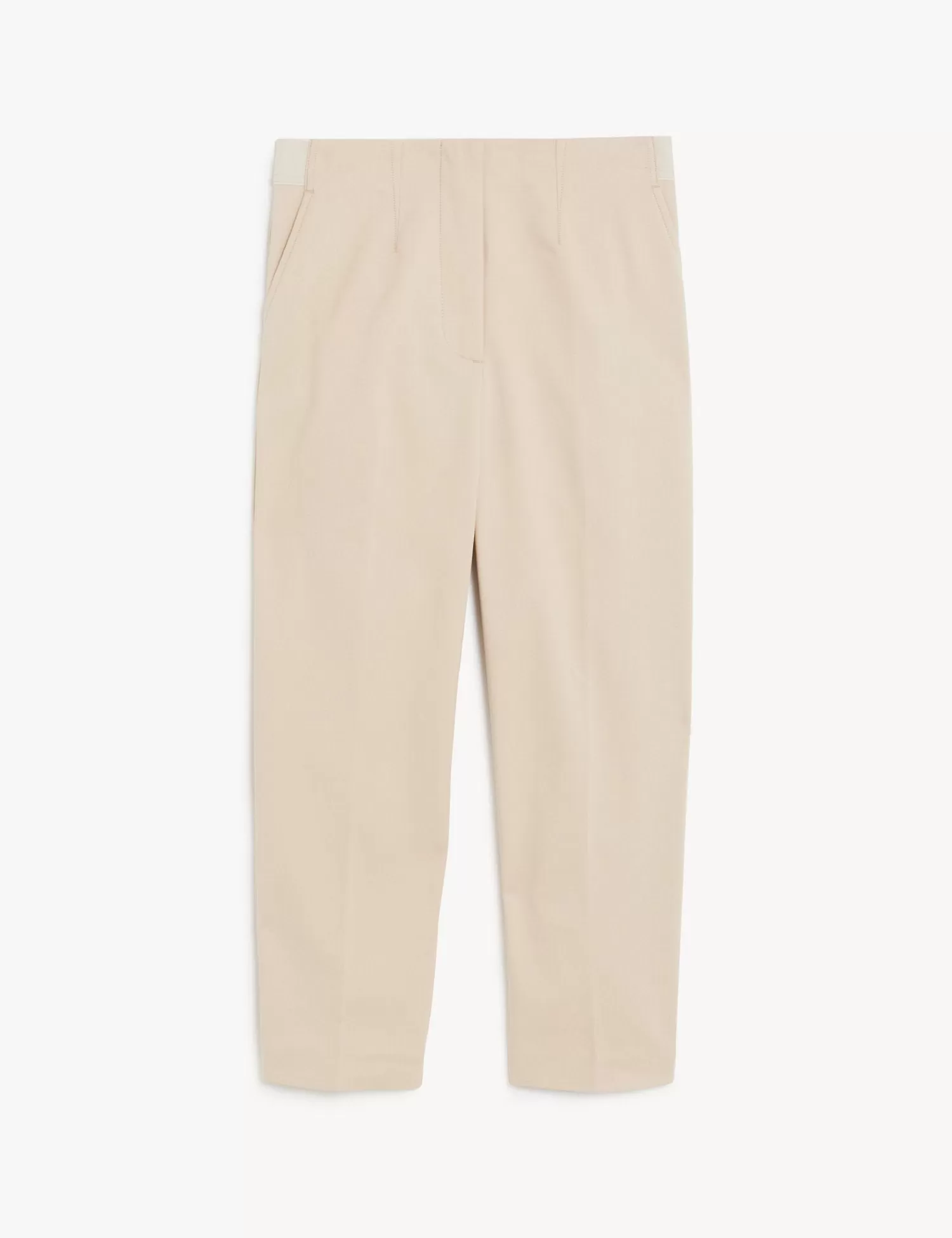 Cotton Blend Slim Fit Cropped Trousers