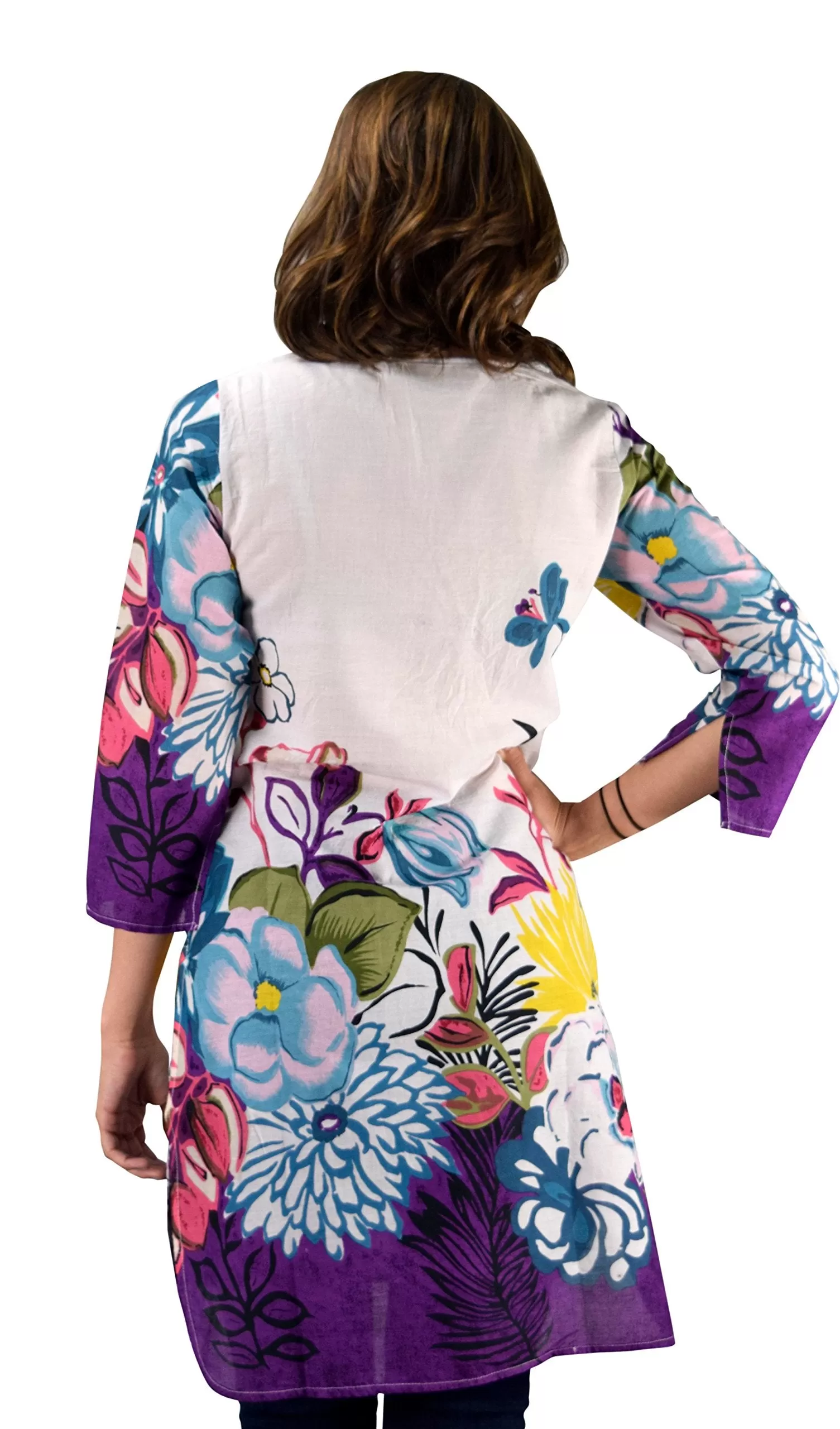 Cotton Floral Embroidered Vintage Petite Tunic Coverup Beachwear