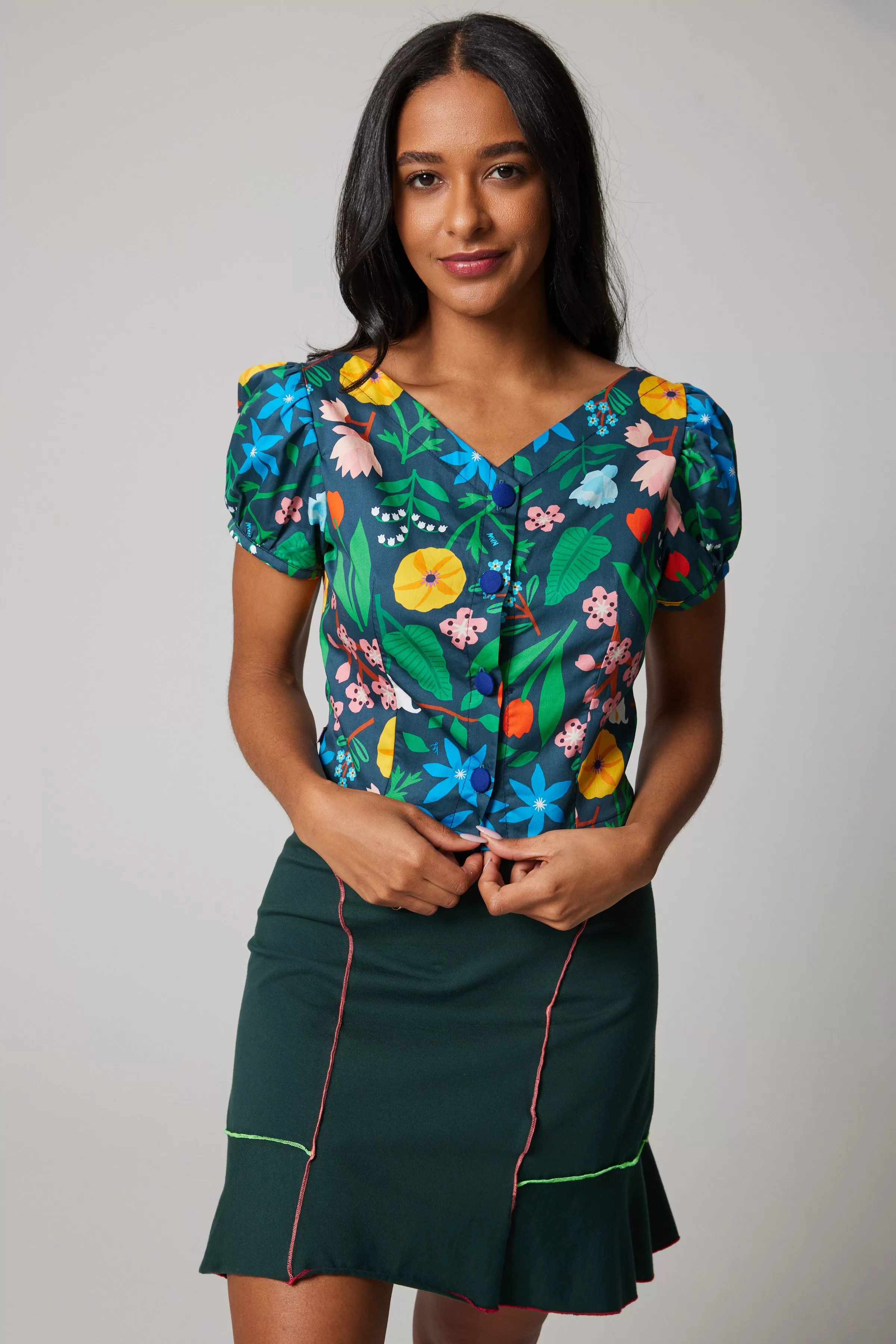 Cotton Poplin Blouse -  Myriam Van Neste Floral