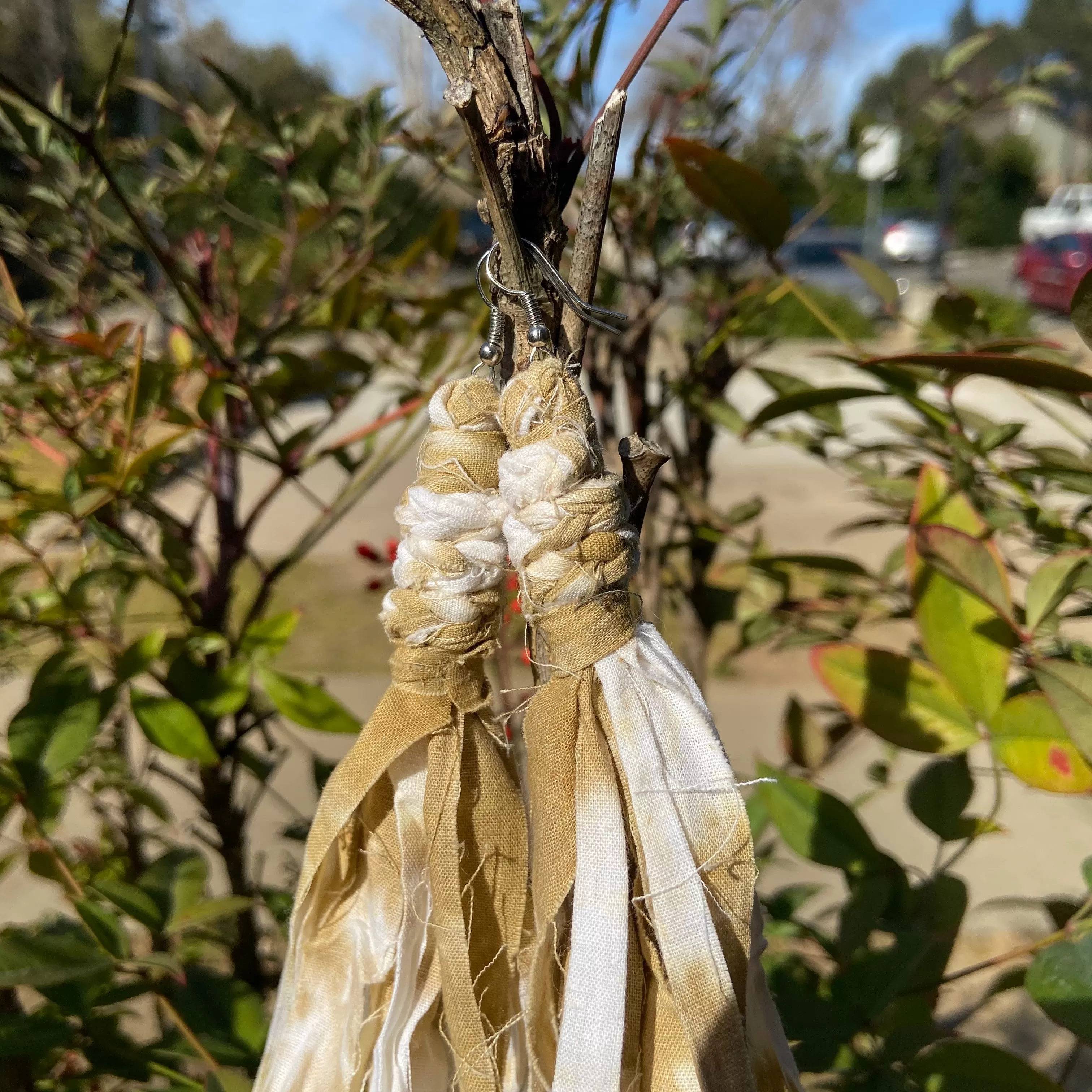 Cotton Tie Dye Bohemian Tassel Earrings - Raw Linens