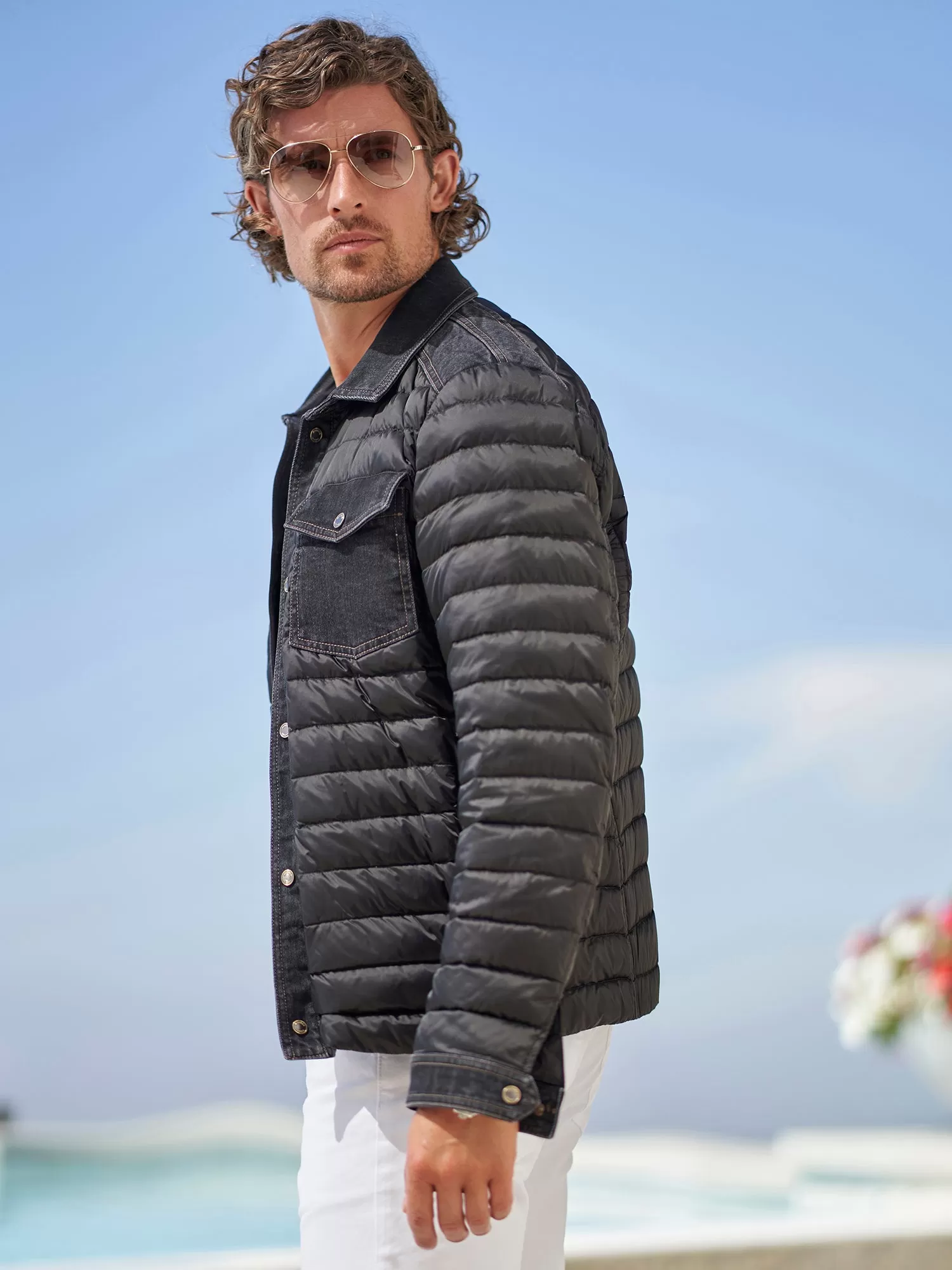 Crespi Quilted Down Denim Jacket