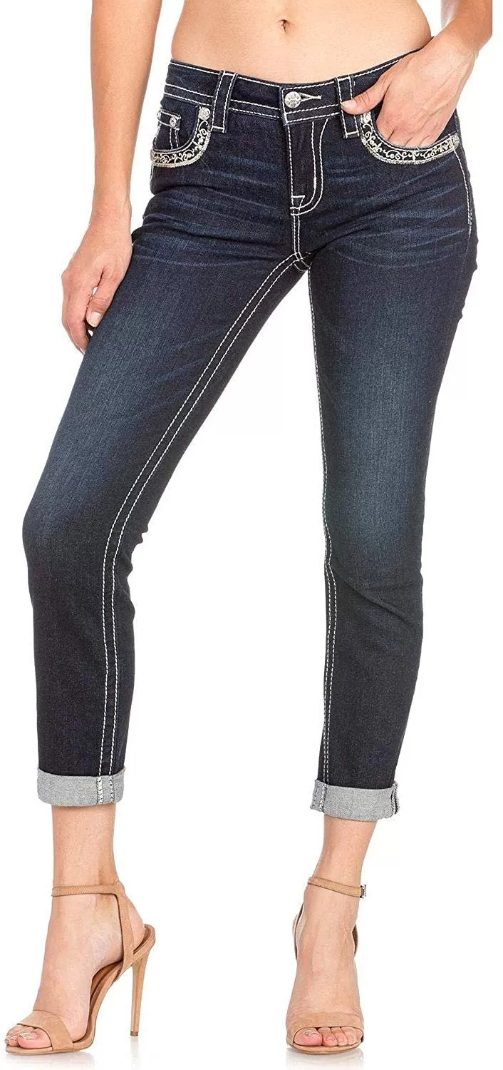 Cuffed Dark Skinny Jeans