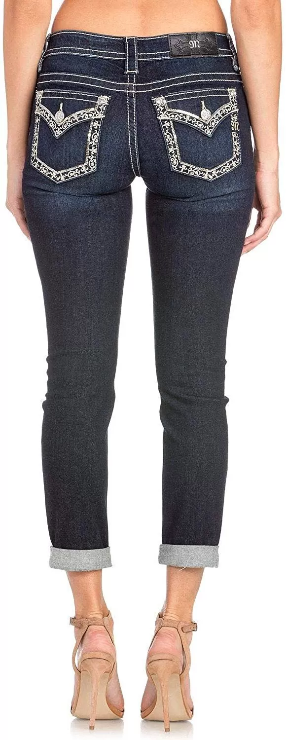 Cuffed Dark Skinny Jeans