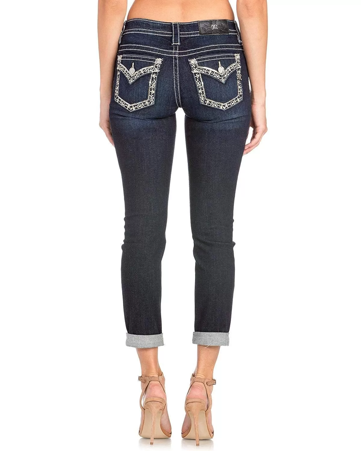 Cuffed Dark Skinny Jeans