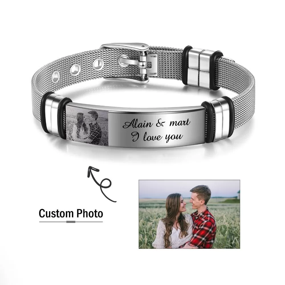 Customized Engraved Name Date Bracelet