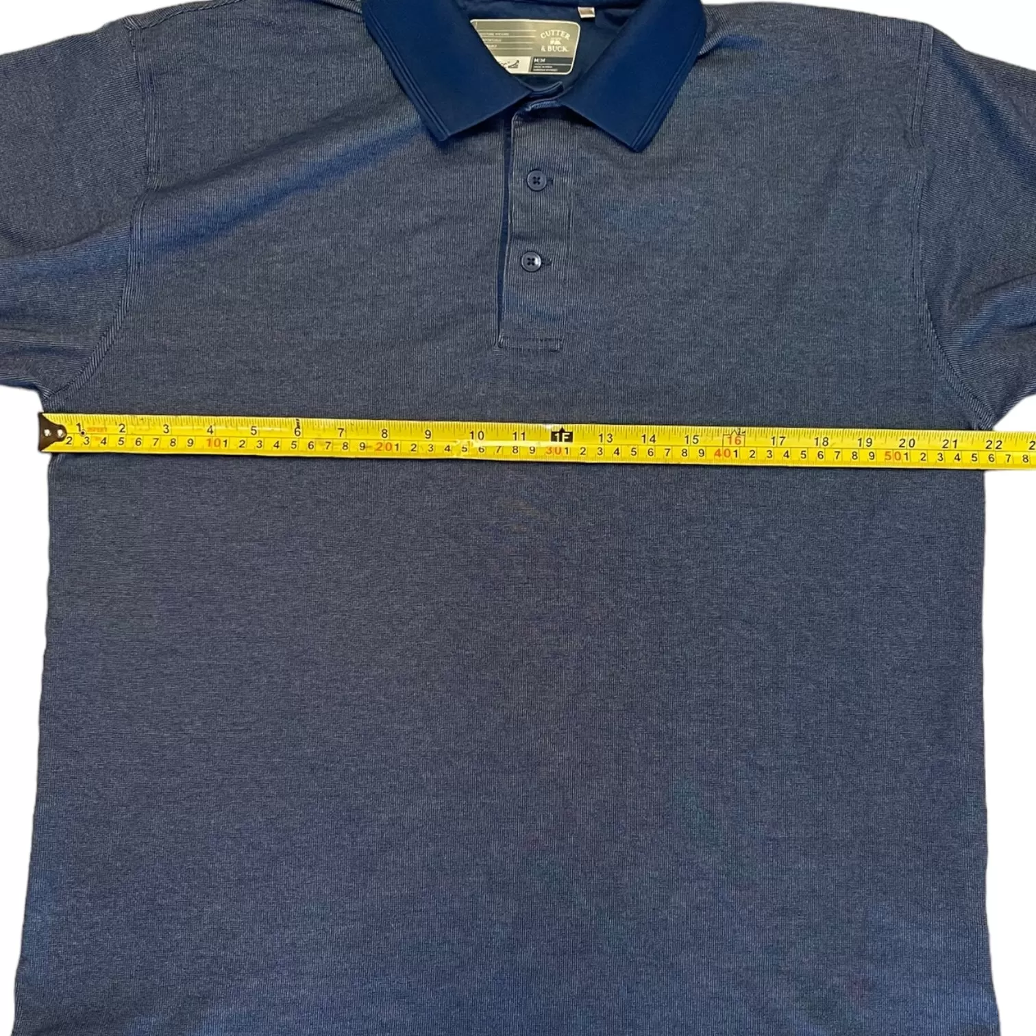 Cutter & Buck CB Drytec Blue White Polo Shirt Medium