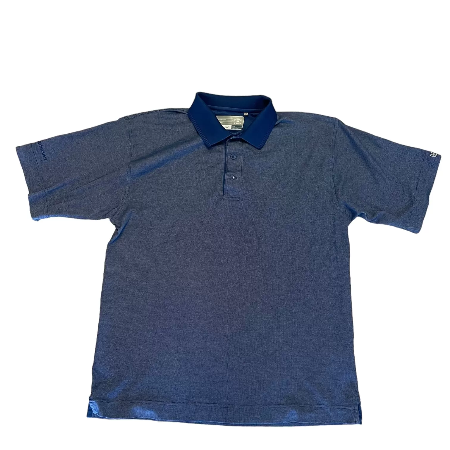 Cutter & Buck CB Drytec Blue White Polo Shirt Medium