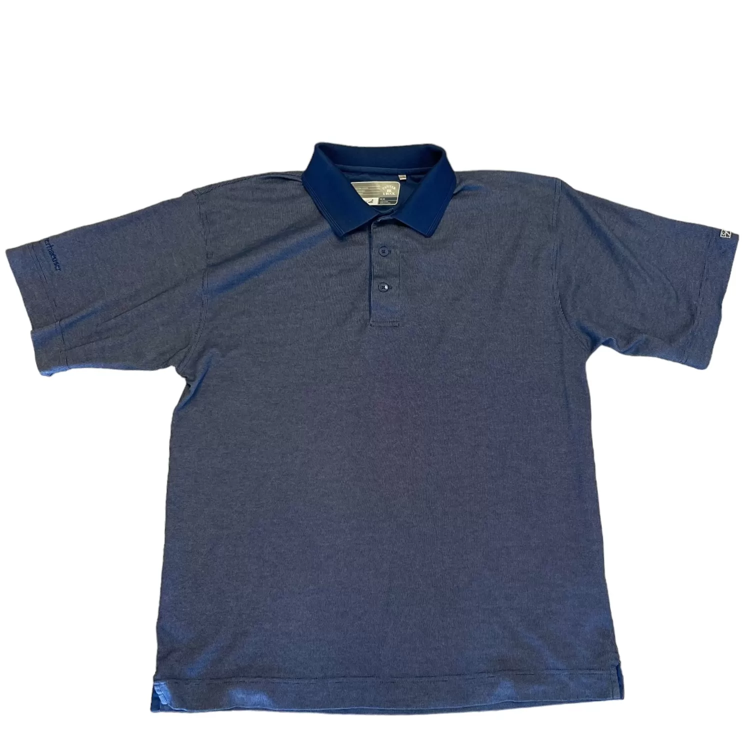 Cutter & Buck CB Drytec Blue White Polo Shirt Medium