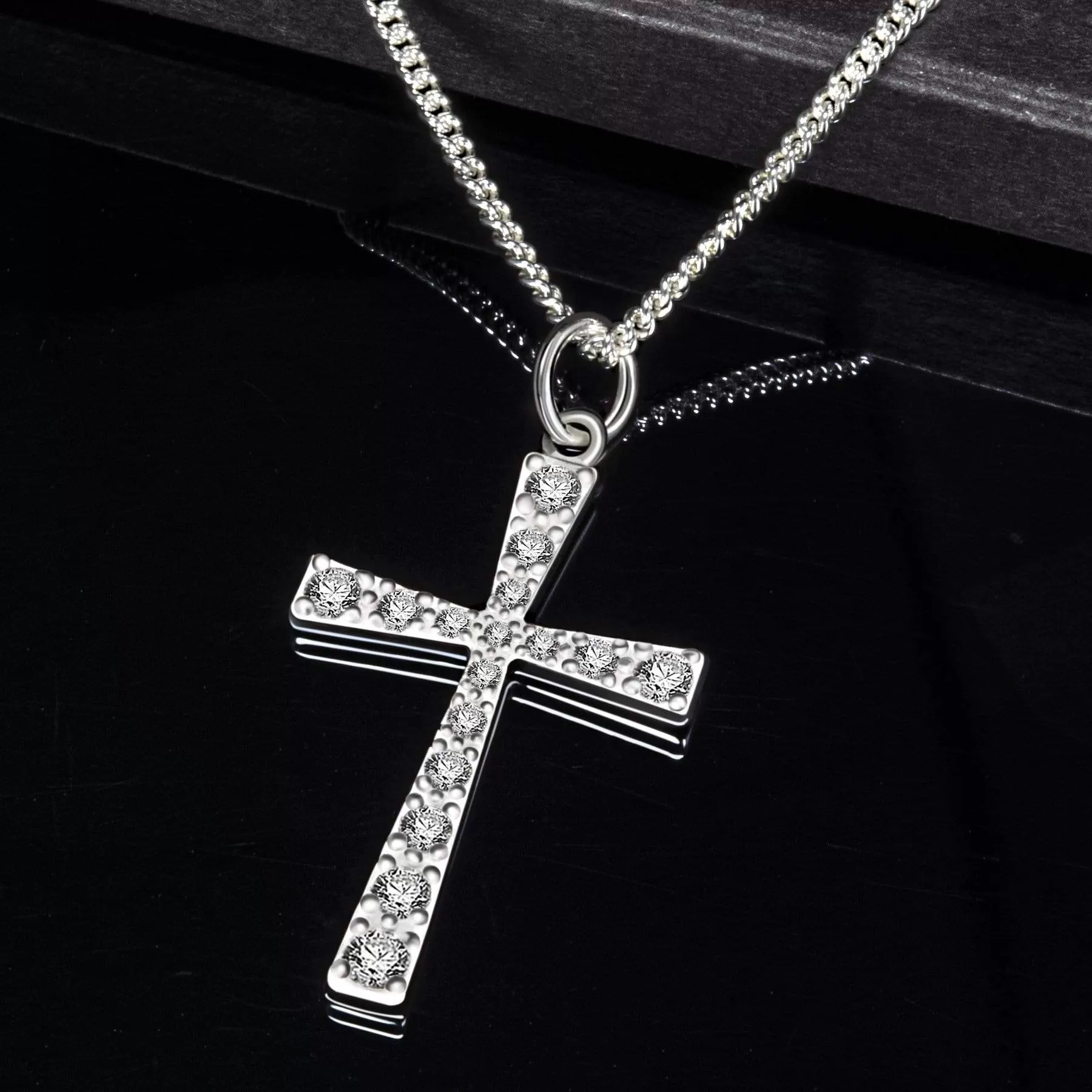 CZ Cross Necklaces For Girls Sterling Silver