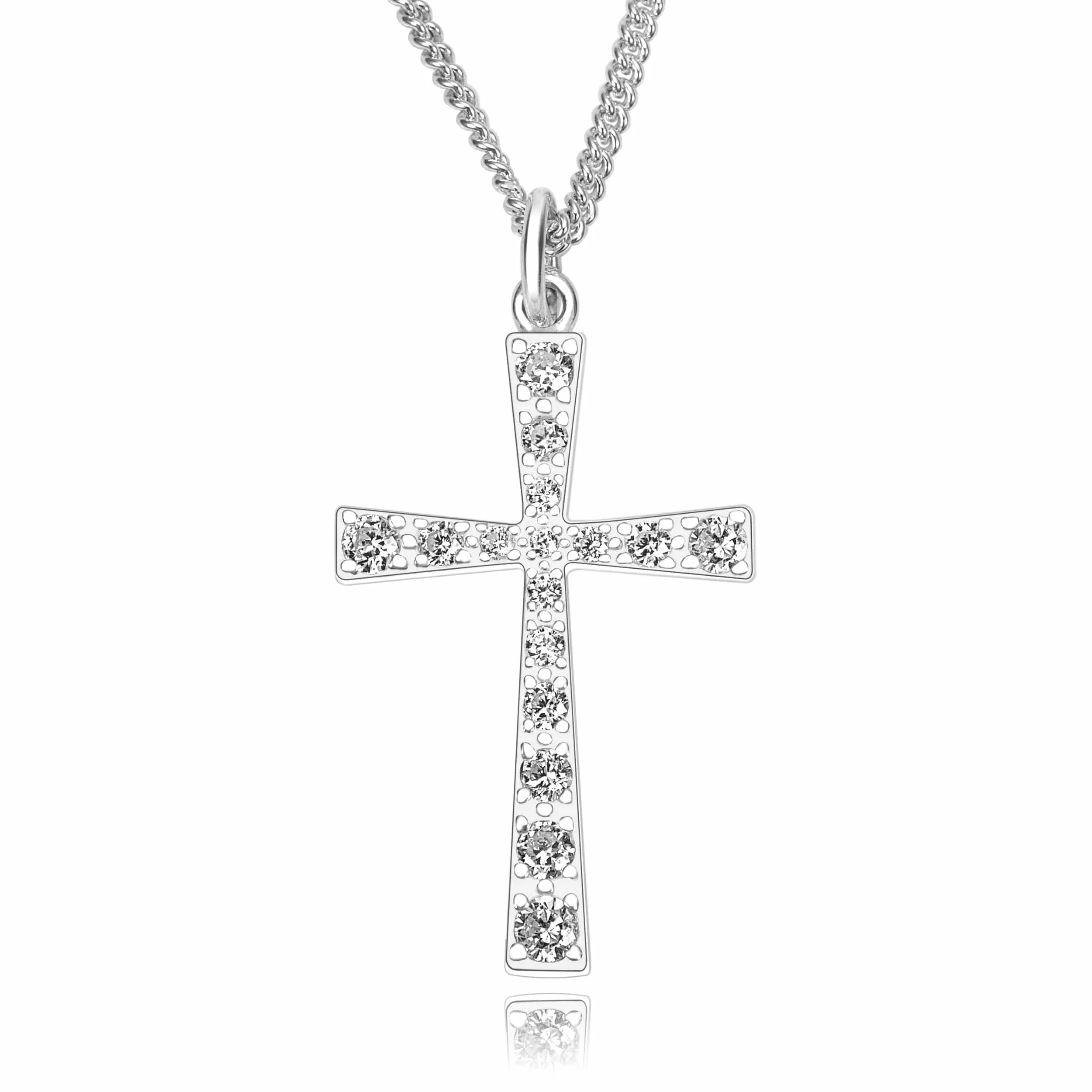 CZ Cross Necklaces For Girls Sterling Silver