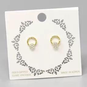 CZ Pave Gold Dipped Stud Earrings