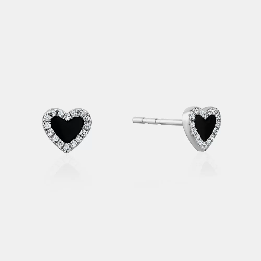 Diamond Border Heart Studs